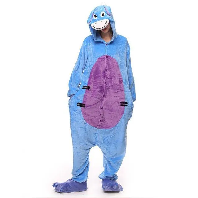 2019 Winter Animal Pajamas Stitch Sleepwear Unicorn Pajamas onesie Sets Kigurumi Women Men Unisex Adult Flannel Nightie overalls