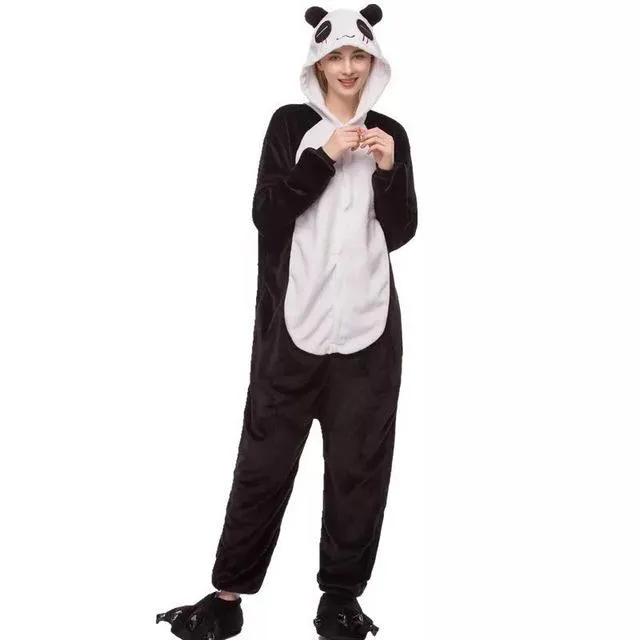 2019 Winter Animal Pajamas Stitch Sleepwear Unicorn Pajamas onesie Sets Kigurumi Women Men Unisex Adult Flannel Nightie overalls