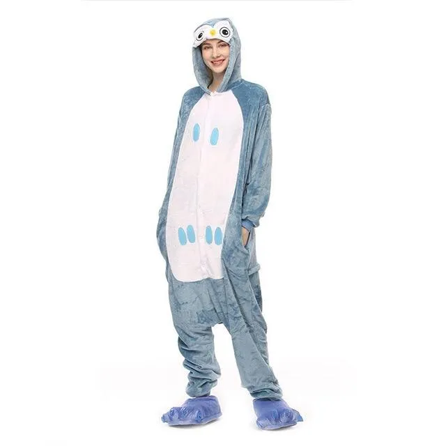 2019 Winter Animal Pajamas Stitch Sleepwear Unicorn Pajamas onesie Sets Kigurumi Women Men Unisex Adult Flannel Nightie overalls
