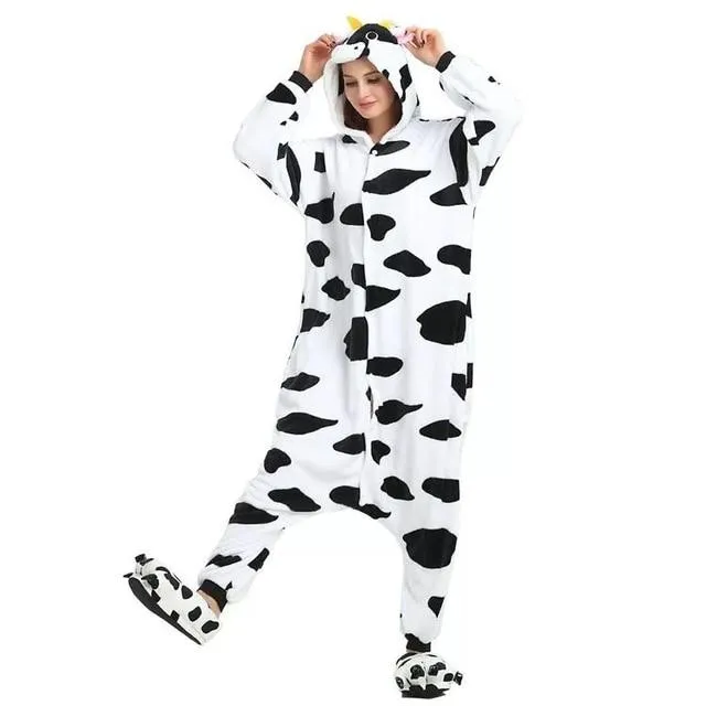 2019 Winter Animal Pajamas Stitch Sleepwear Unicorn Pajamas onesie Sets Kigurumi Women Men Unisex Adult Flannel Nightie overalls