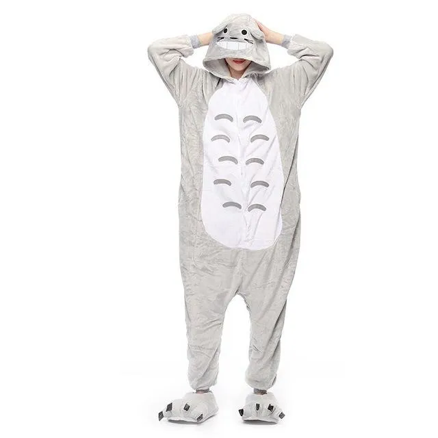 2019 Winter Animal Pajamas Stitch Sleepwear Unicorn Pajamas onesie Sets Kigurumi Women Men Unisex Adult Flannel Nightie overalls