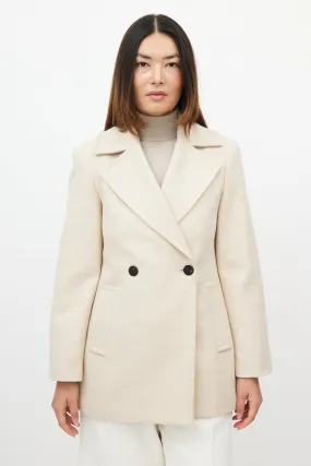 Beige Wool Double Breasted Jacket