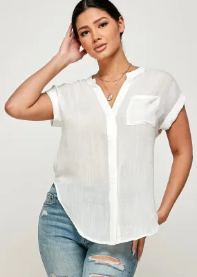 Blush Button Down Shirt (Plus Size)