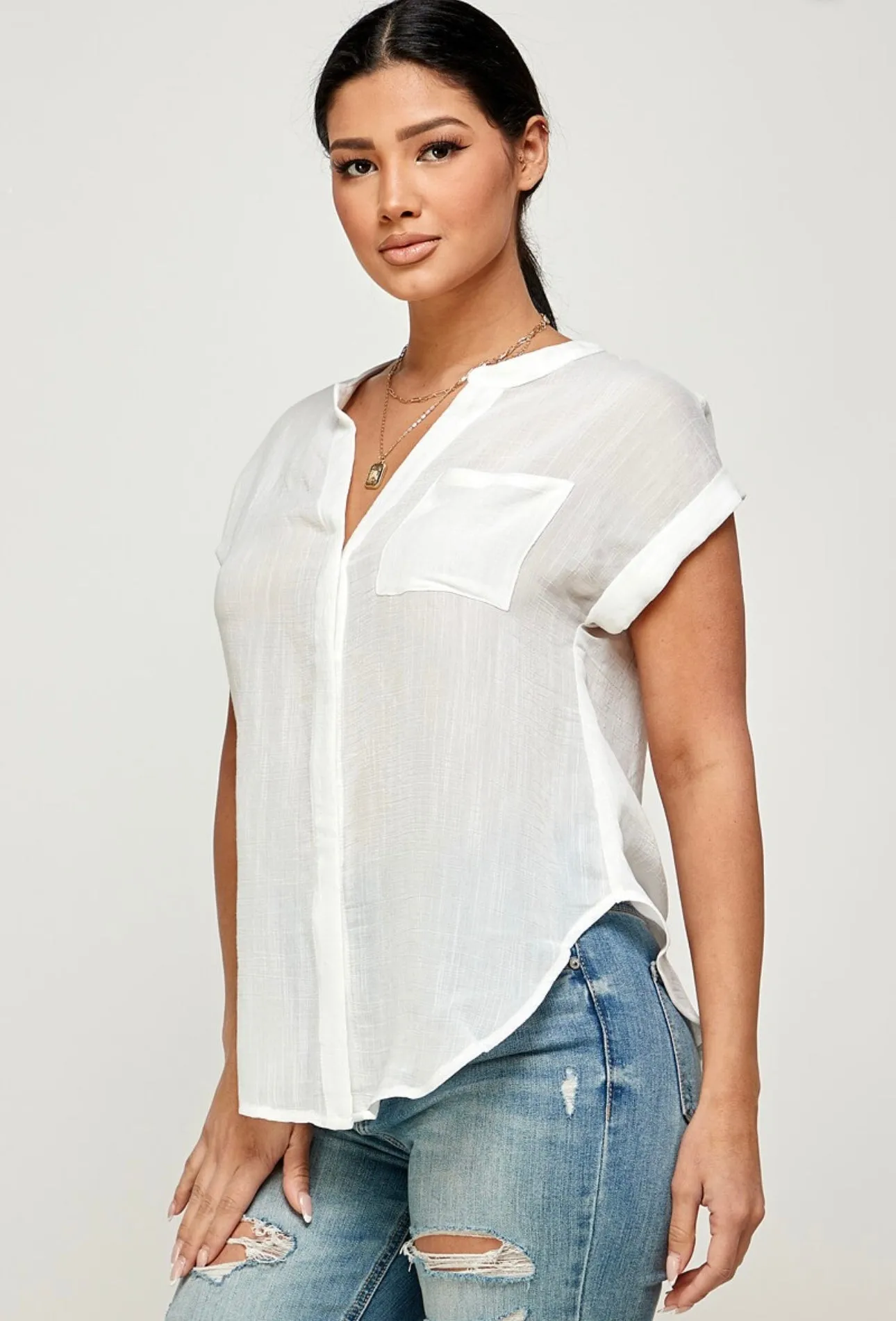 Blush Button Down Shirt (Plus Size)