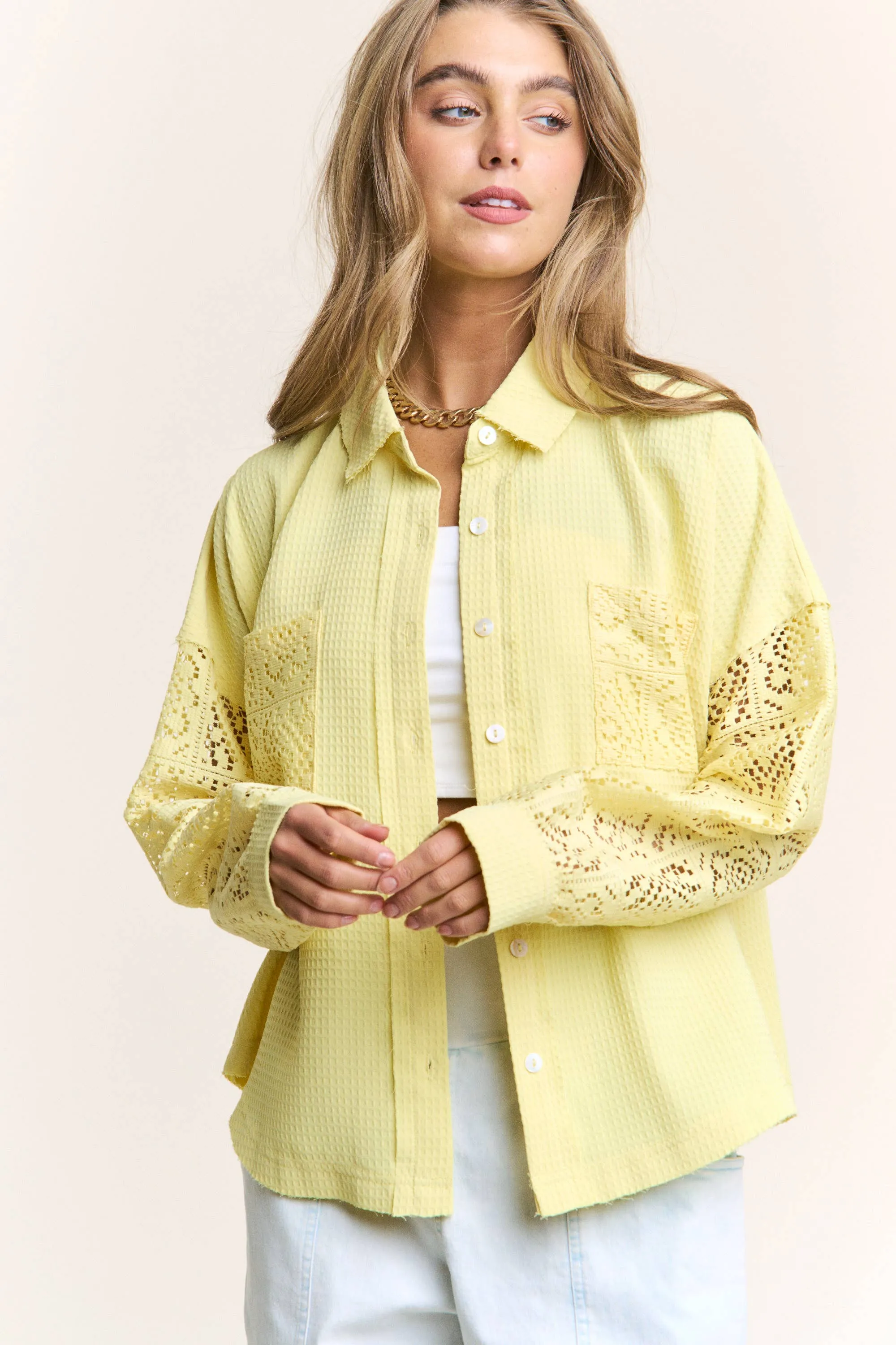 Crochet Long Sleeve Button Down