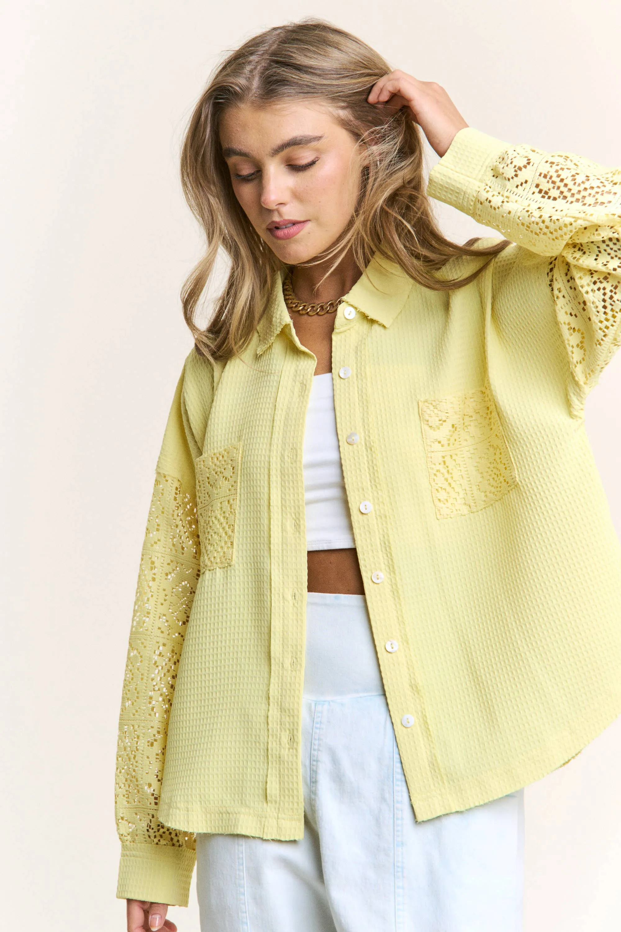 Crochet Long Sleeve Button Down