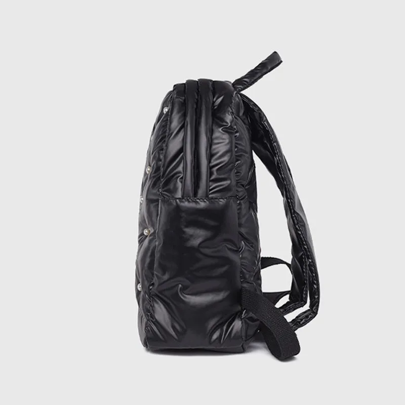Down Backpack Men Women Colorful Dot Quilted For Outdoor Travel