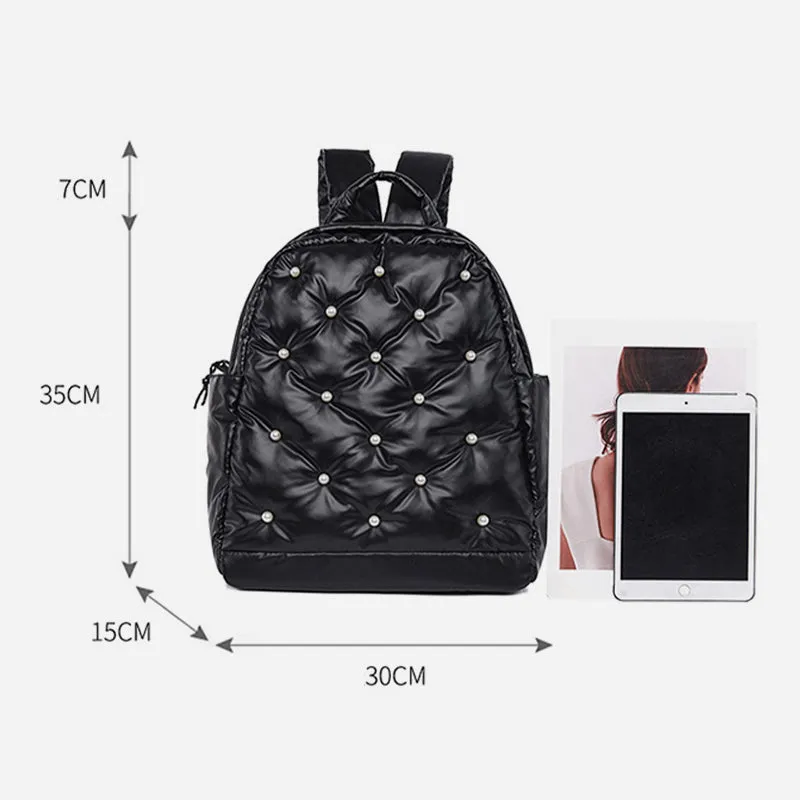 Down Backpack Men Women Colorful Dot Quilted For Outdoor Travel