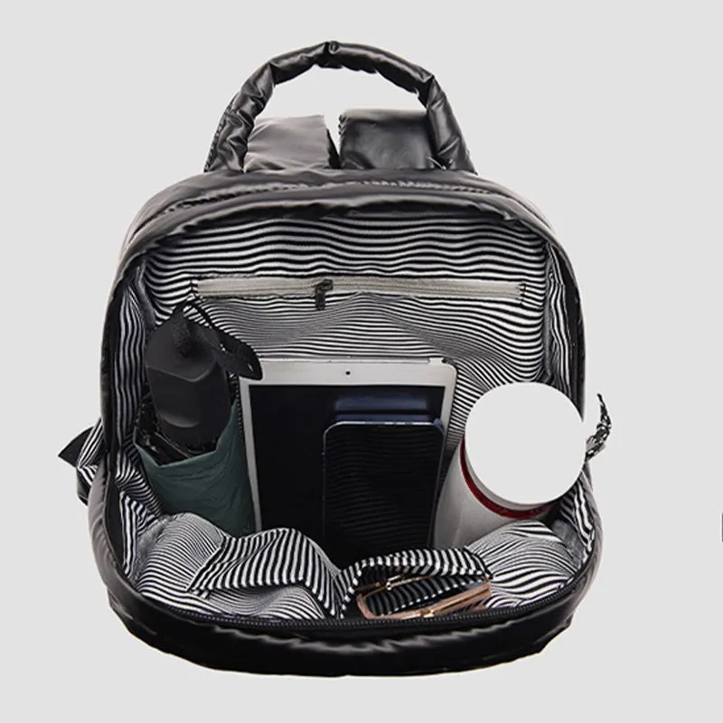 Down Backpack Men Women Colorful Dot Quilted For Outdoor Travel