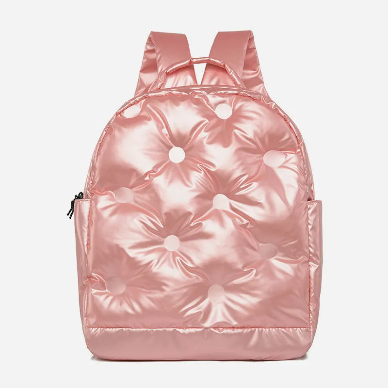 Down Backpack Men Women Colorful Dot Quilted For Outdoor Travel