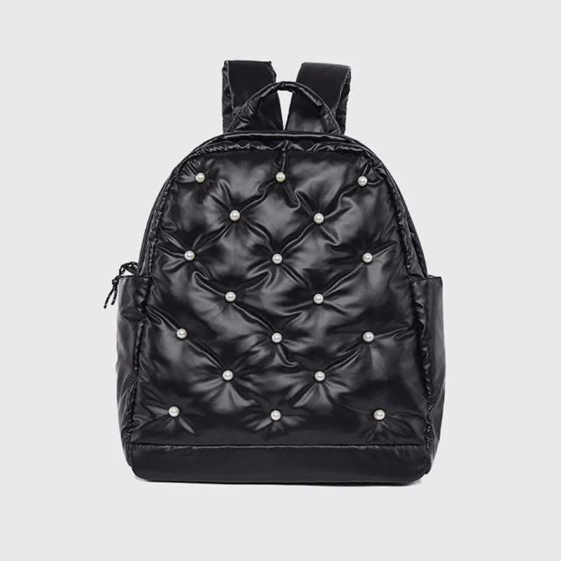 Down Backpack Men Women Colorful Dot Quilted For Outdoor Travel