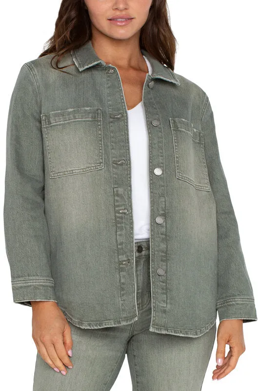 Drop Shoulder Overshirt with Shirt Tail Hem