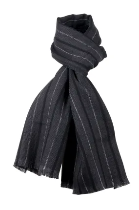 Ermenegildo Zegna Black Fine Stripe Pure Wool Fringe Scarf