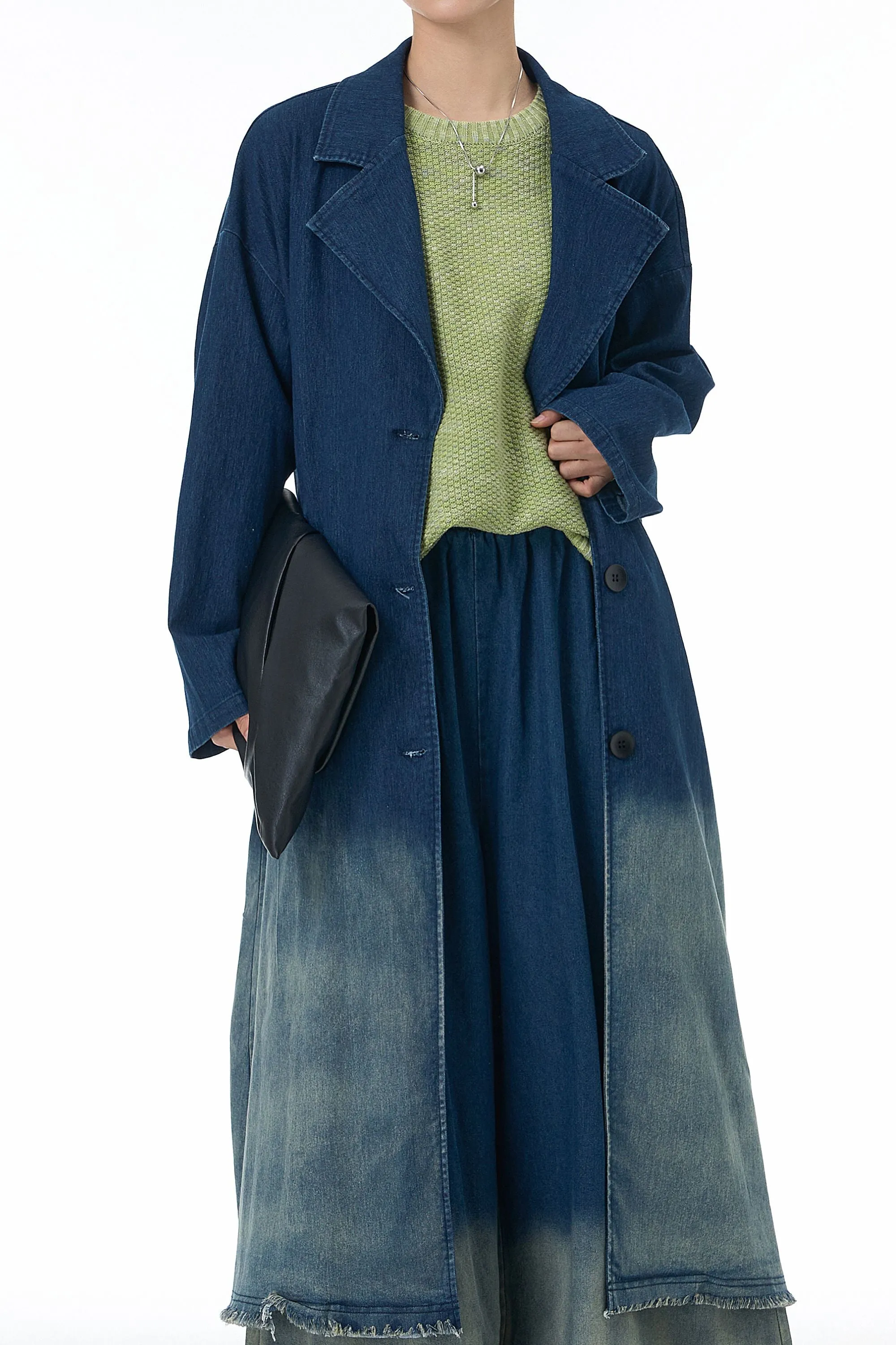 Indigo Drift Trench Coat
