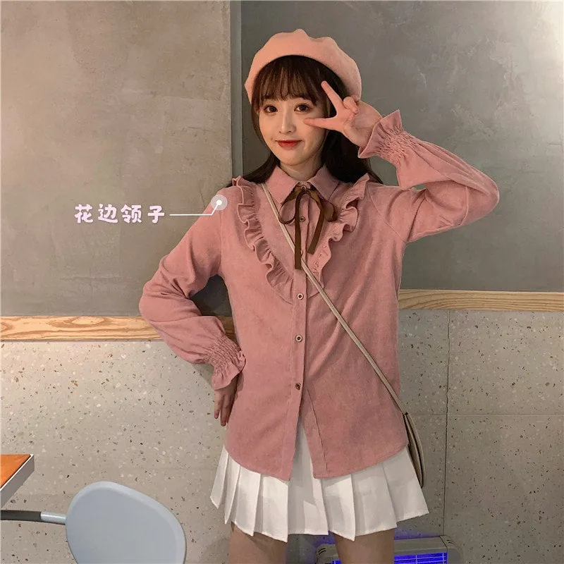 Kawaii Puff Sleeved Falbala Shirt