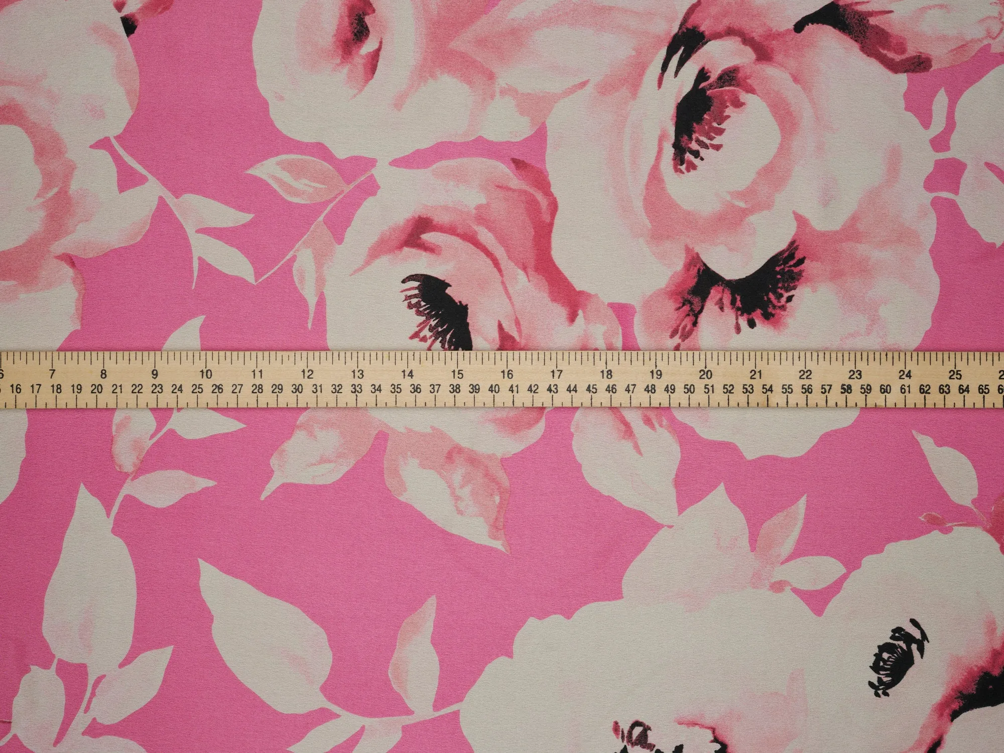 Lightweight  satin  fabric -  Pink and off white floral