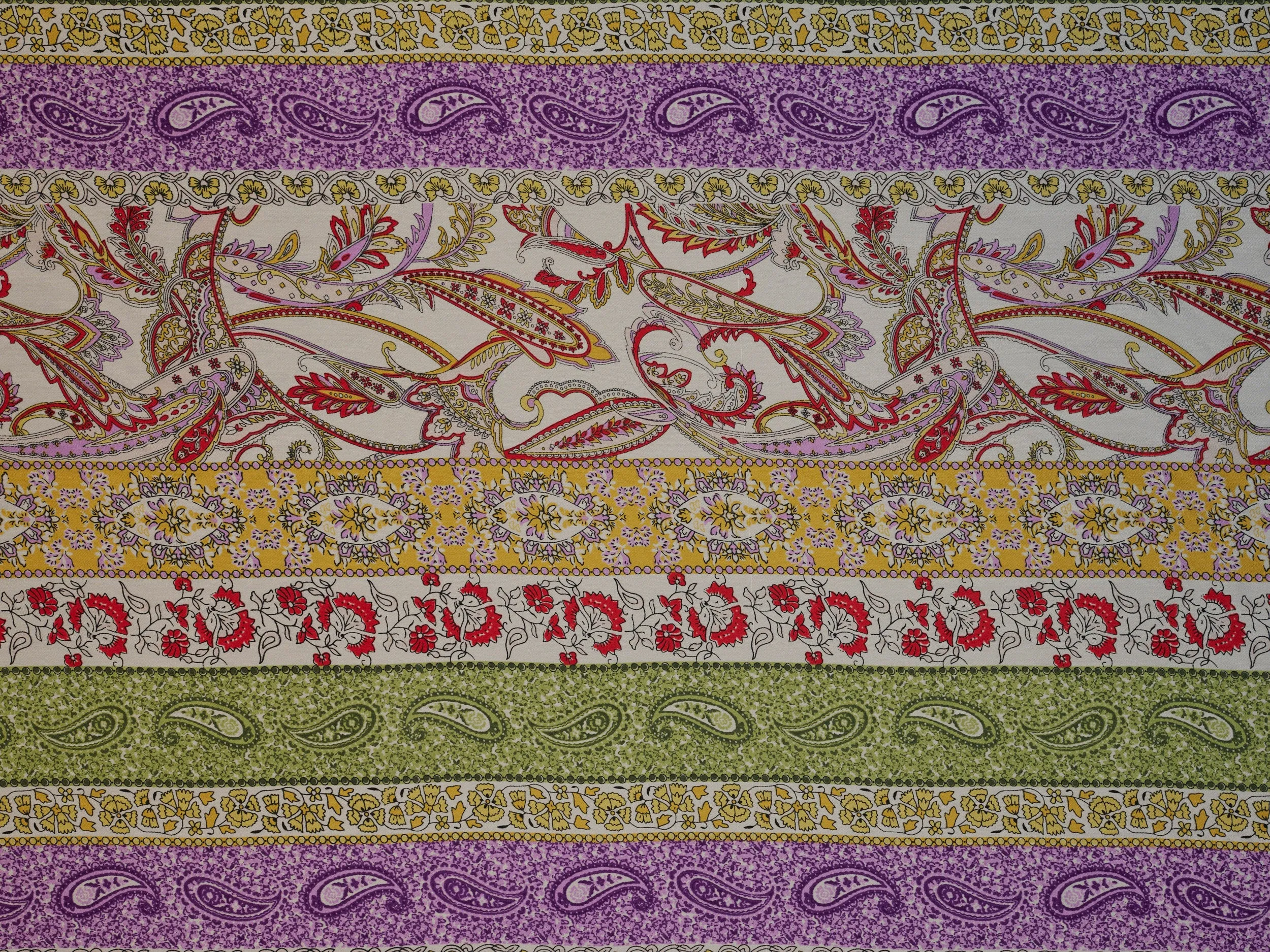 Lightweight  satin  fabric -  Stripes paisley  print