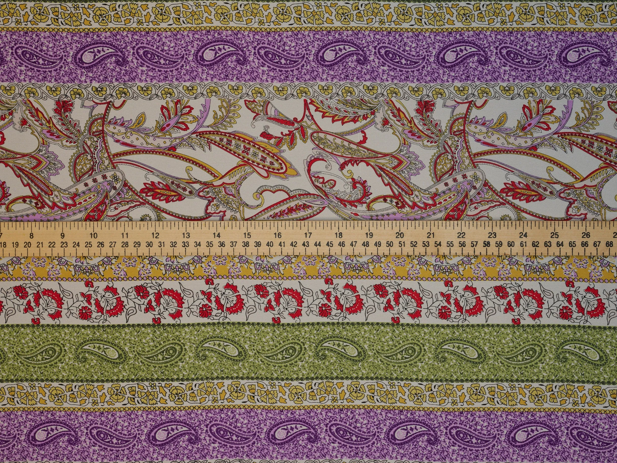Lightweight  satin  fabric -  Stripes paisley  print
