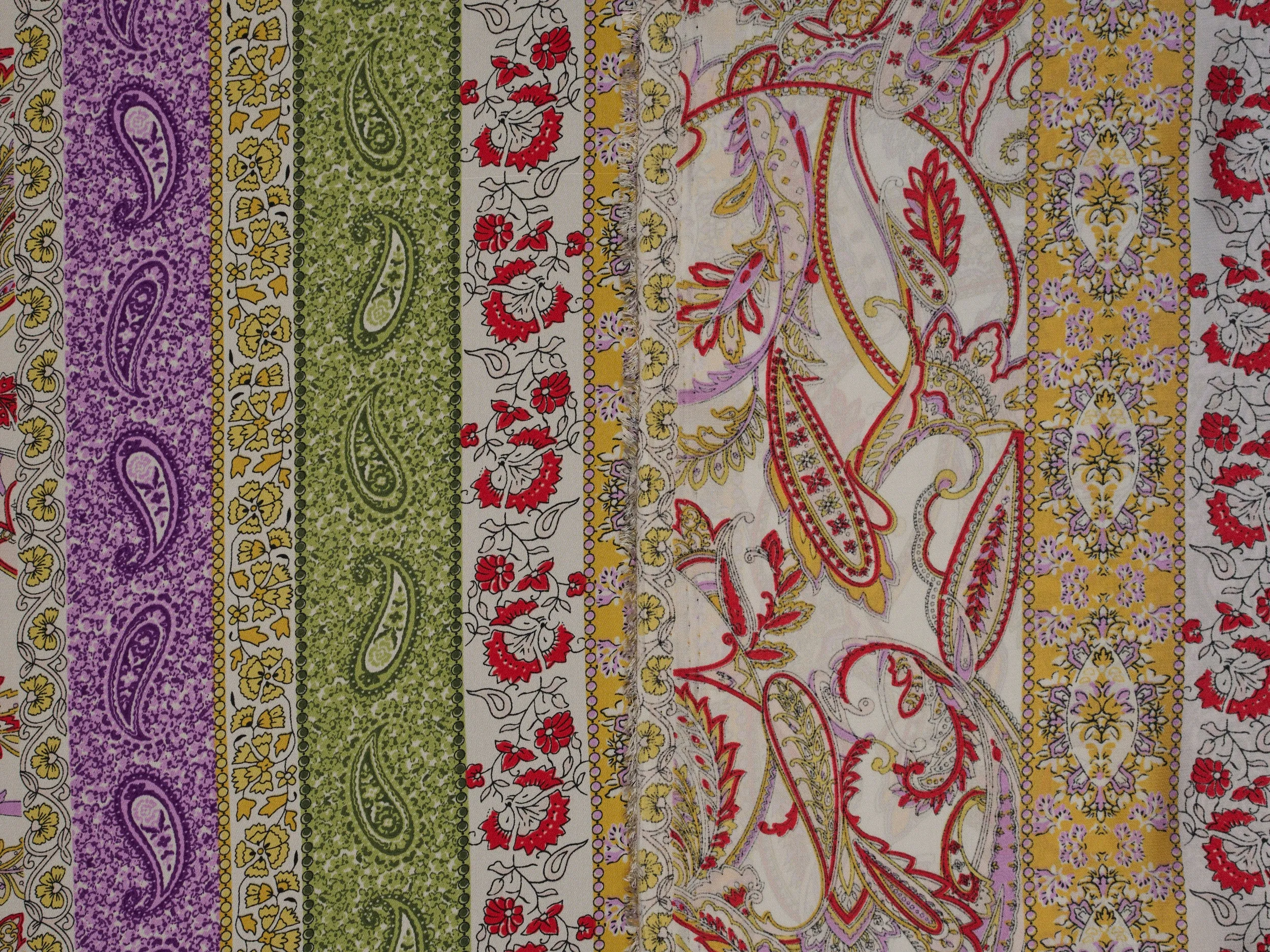Lightweight  satin  fabric -  Stripes paisley  print