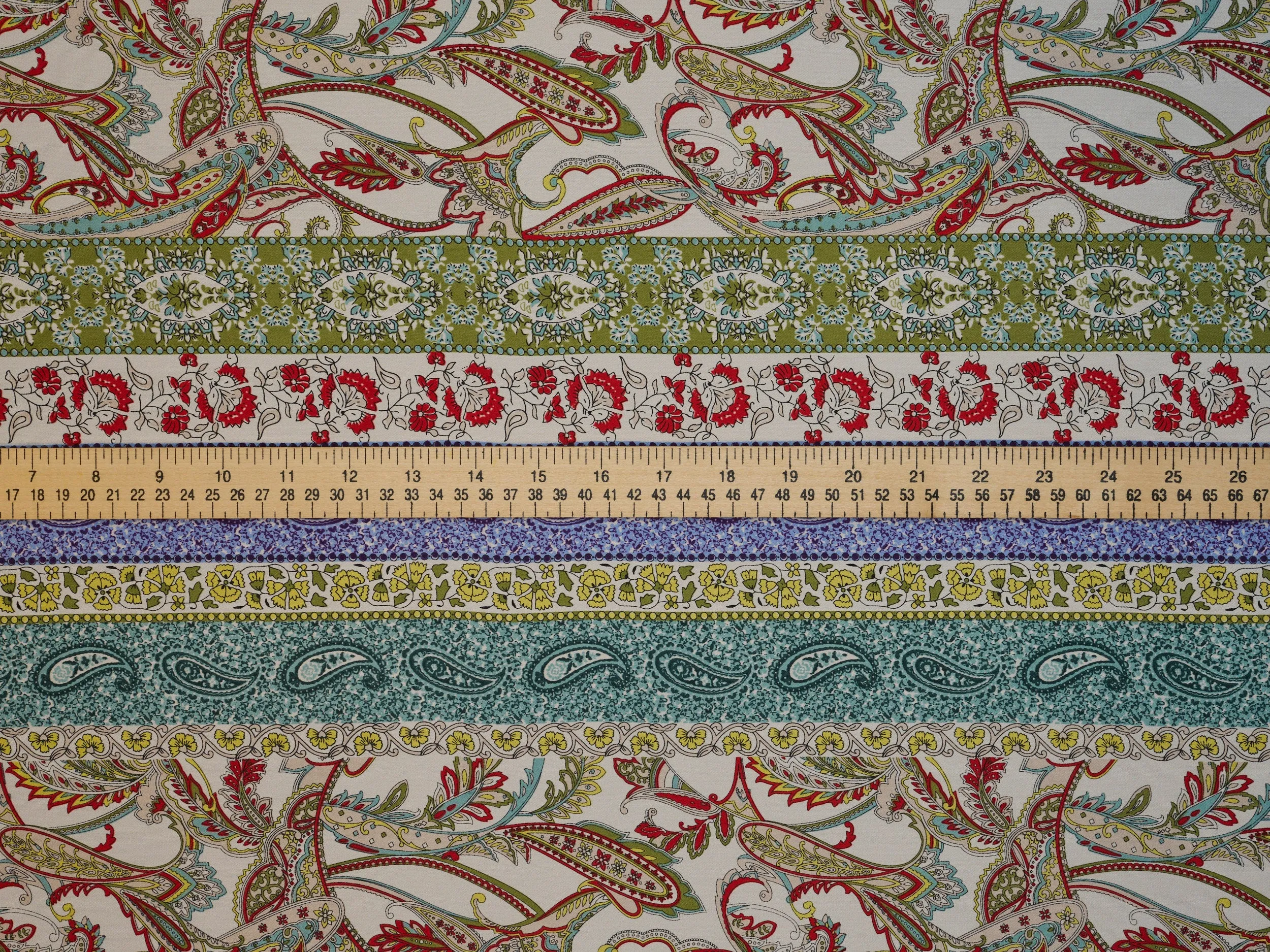 Lightweight  satin  fabric -  Stripes paisley  print