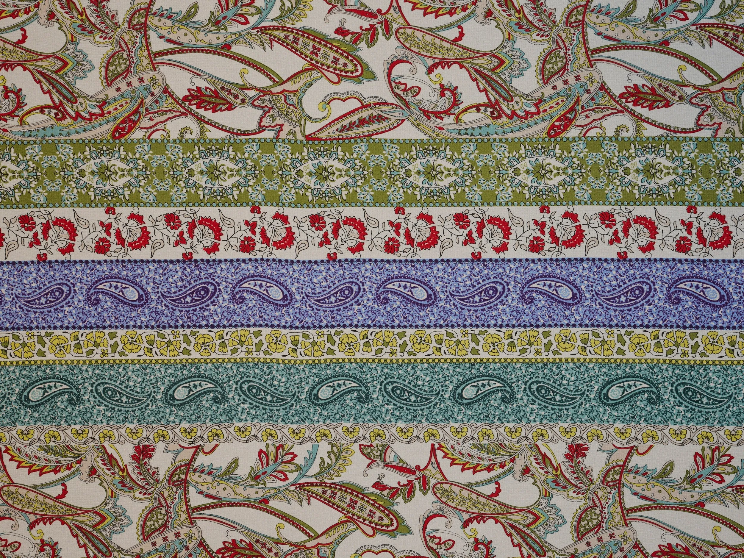 Lightweight  satin  fabric -  Stripes paisley  print