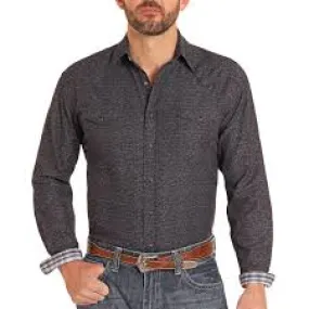 Panhandle Mens Rough Stock Dobby Long Sleeve Snap Shirt