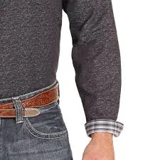 Panhandle Mens Rough Stock Dobby Long Sleeve Snap Shirt