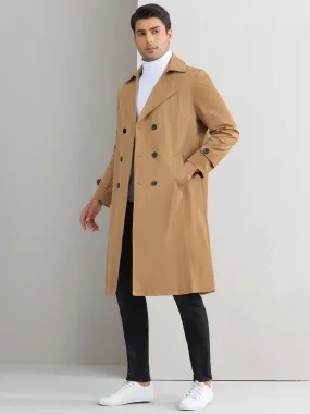 Winter Trench Coat for Men's Double Breasted Belted Long Jacket Overcoats